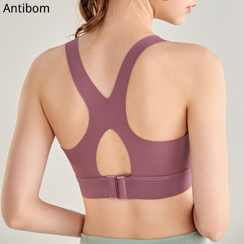 

Antibom Women Sexy Back Cross Sport Bra Workout Running Fitness Crop Top Padded Push Up High Impact Support, Black