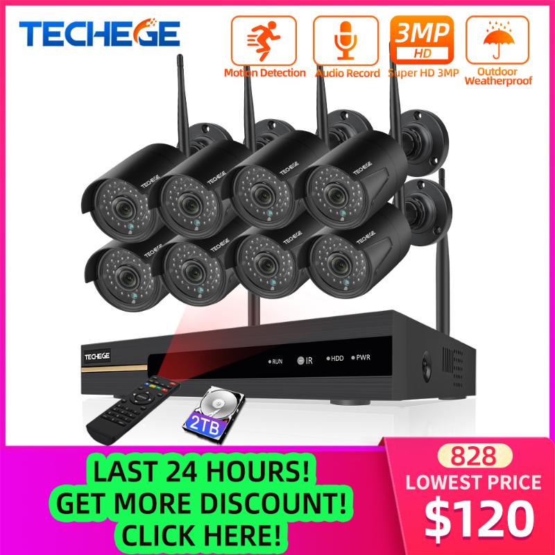 

Techege 8CH NVR 3MP CCTV Wireless Security System Kit Audio Record Outdoor P2P Wifi IP Camera Set Video Surveillance Camera Kit