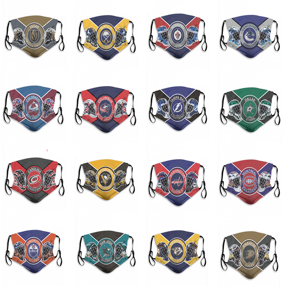 Reusable Luxury Designers 5 Layer Protective Face Masks Ice Hockey Team Blues Coyotes Rangers Bruins Predators Jets Sabres Goldenknights-image-567852534