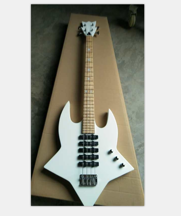 

Rare 4 strings White Electric Bass Guitar Chrome Hardware 24 frets China Made Bass Free Shopping