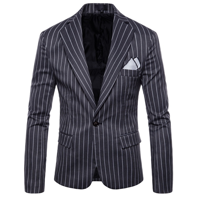 

Mens fashion Dance Blazer pattern Business affairs Wedding Stage Long sleeve stripe Suit Jackets dropshipping Slim coats -4XL, Dark grey
