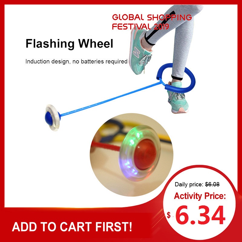 

2020 Flashing Bouncing Balls One Foot Flashing Skip Ball Jump Ropes Sport Swing Ball Children Fitness Playing Entertainment Toys