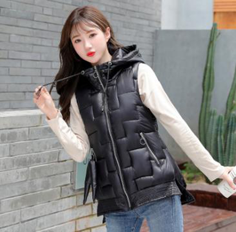 

Wholesale women's new style short autumn and winter sleeveless waistcoat shiny waistcoat down cotton vest, Yellow