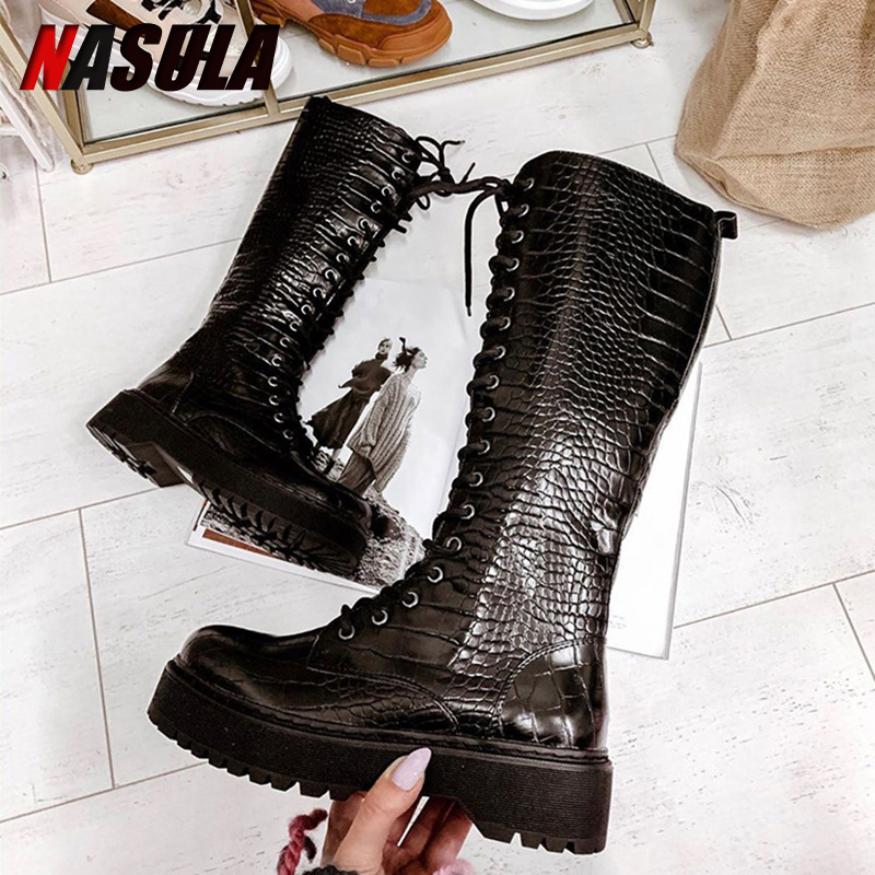 

designer autumn winter brand elastic microfiber leather shoes woman ankle boots high heels black brown thick platform long boots