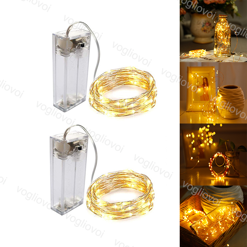 

LED Strings Multicolour Copper Silver 1M 2M 3M Battery Box Holiday lighting For Fairy Christmas Tree Garland Wedding Party Decoration EUB
