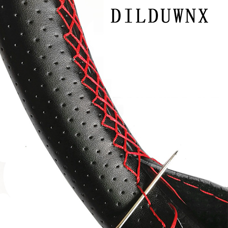 

DILDUWNX 38 cm car steering wheel cover 1 PCS woven steering cover pin and threaded artificial leather wheel