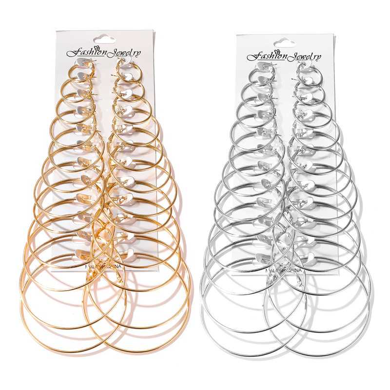 

Fashion Set Exaggerated Circle Earrings for Women Girls 12Pcs Sets 2020 Fashion Geometric Card Earrings American Trendy Jewelry