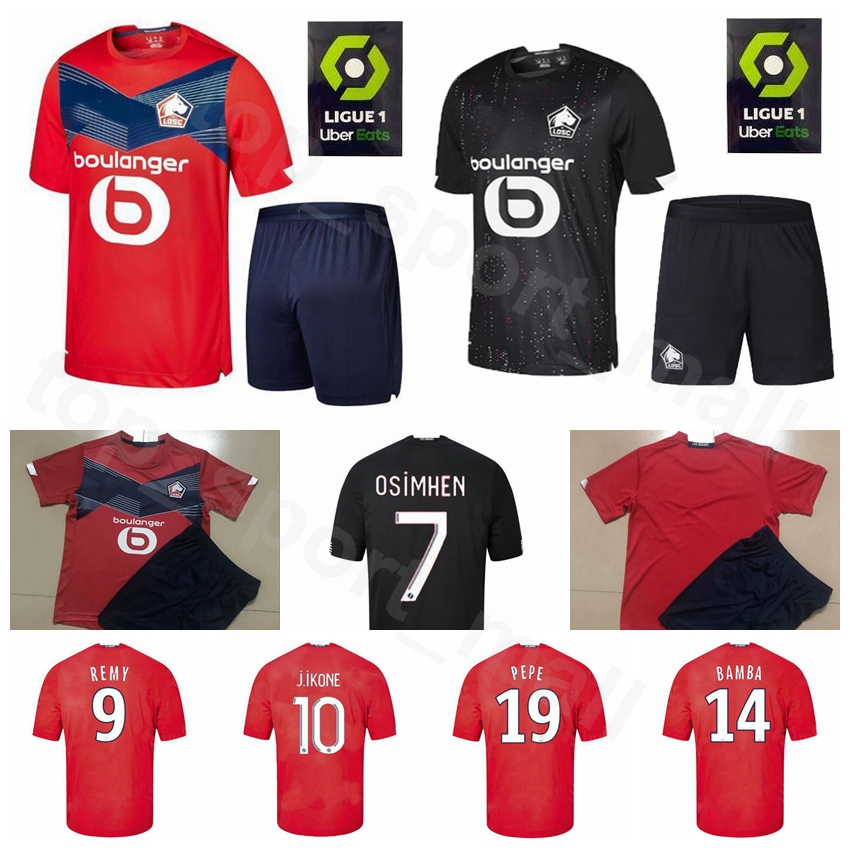 

20 21 Soccer Lille 7 Victor Osimhen Jersey Set 9 Loic Remy 18 Renato Sanches 14 Jonathan Bamba Red Yellow Football Shirt Kits, Red with patch