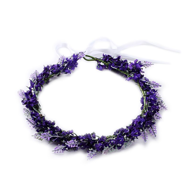 

Simulated Flower Headband Lavender Floral Hair Band Garland Tiara Crown Women Jewelry Headdress For Wedding Party Prom Engagemen