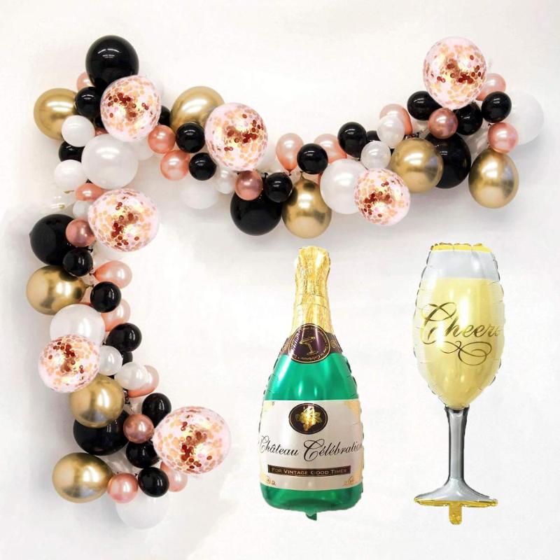 

Balloon Arch & Garland Kit Black White Gold Confetti and Metal Latex Balloons for Wedding Birthday Graduation Party Decor