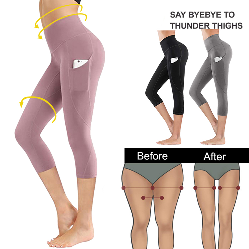 

Women High Waist Yoga Pants with Pockets Tummy Control Leggings Workout Pants Stretch Yoga Leggings Gym Workout 2020