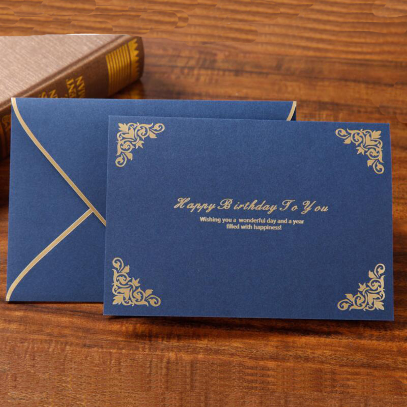 

30pcs/lot High-end Blank Inner Page Invitation Personality Bronzing Birthday Thanks Greeting Card