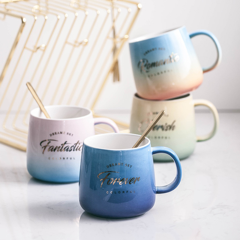 

Ins Hot Creative Gradients Ceramic Mug 400ml Coffee Mugs Water Cups, 01