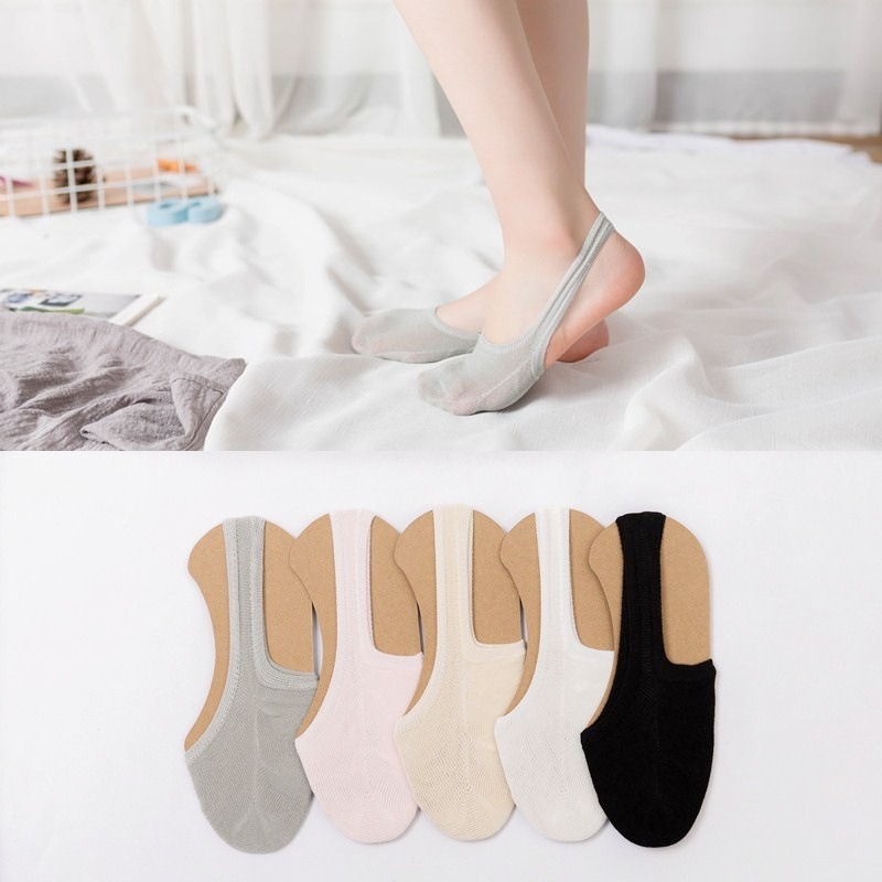 

Jeseca Summer Invisible Hollow Out Women Socks Slippers Back Strap Non-slip Low Cut No Show Socks for Female Streetwear Boat Sox, Black