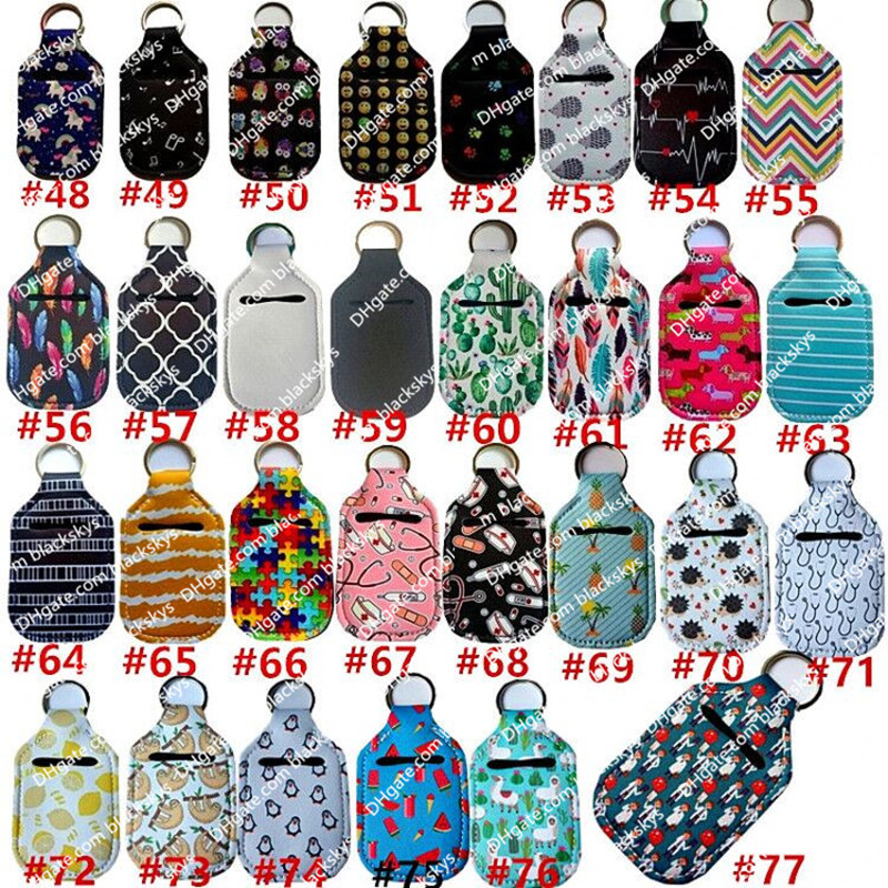 

Customize Neoprene Hand Sanitizer Bottle Holder Keychain Bags 30ML 10.3*6cm Sanitizer Key Rings Hand soap Bottle Holder with Keychain