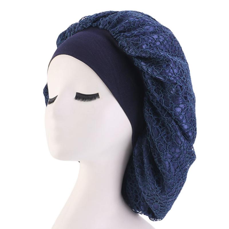 

Women Night Wide Brimmed Dome Sleeping Cap Double Layer Wrap Multifunctional Cover Extra Large Hair Accessories Home Elastic, Black