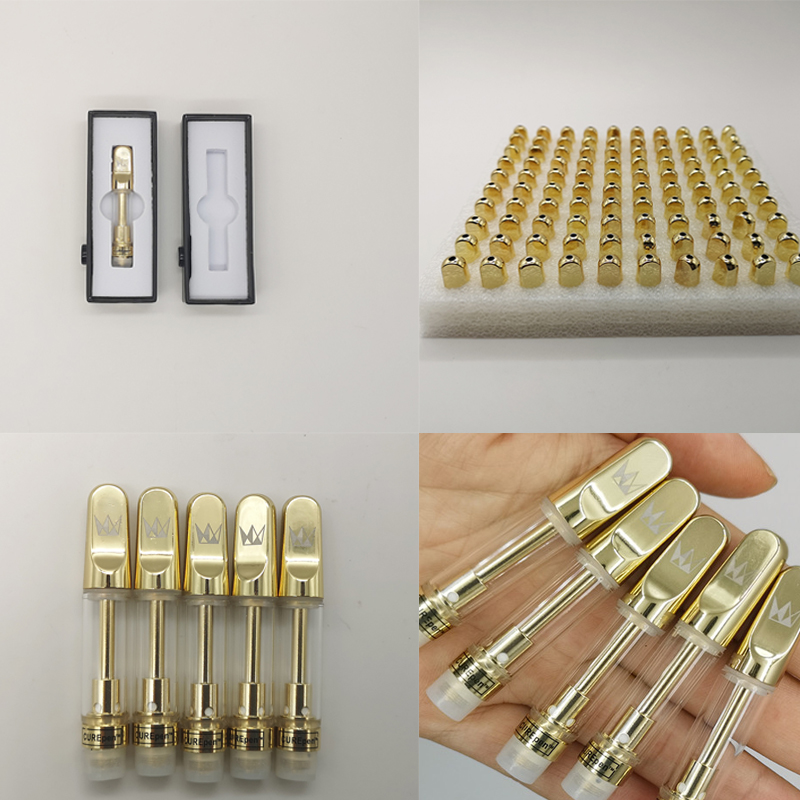 

Cure Pen Vape Cartridges 1ML 0.8ML Golden CurePen Carts Empty Ceramic Coil Glass Tank Thick Oil Atomizers 510 Vaporizer Childproof Packaging