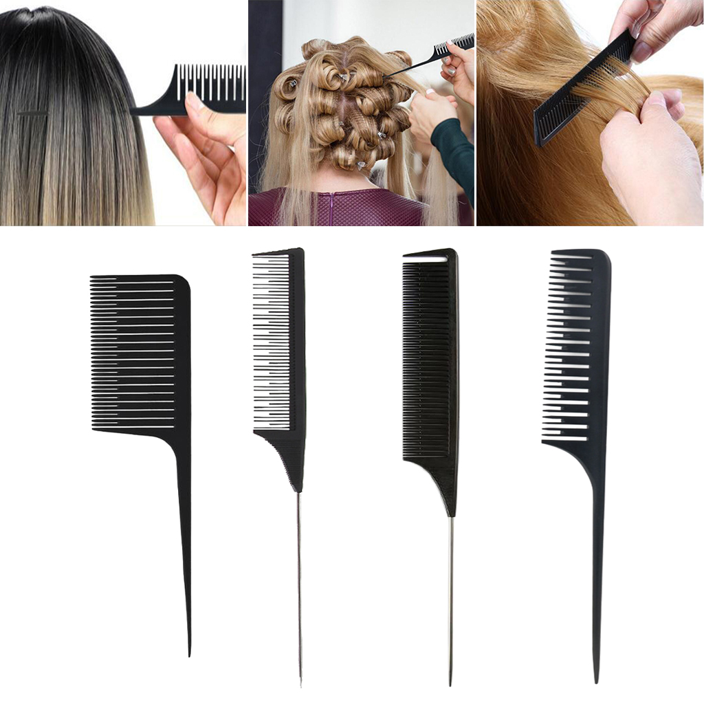 

Professional Salon Barber Rat Tail Comb for Hair Dyeing Styling Detangling, Silver