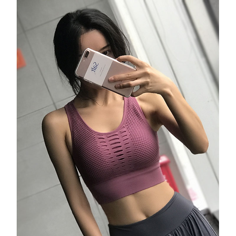 

Purple Blue Black 3 Colors Lady Polyester Fiber Breathable Quick-drying Sport Underwear Shockproof Vest for Running Fitness Yoga