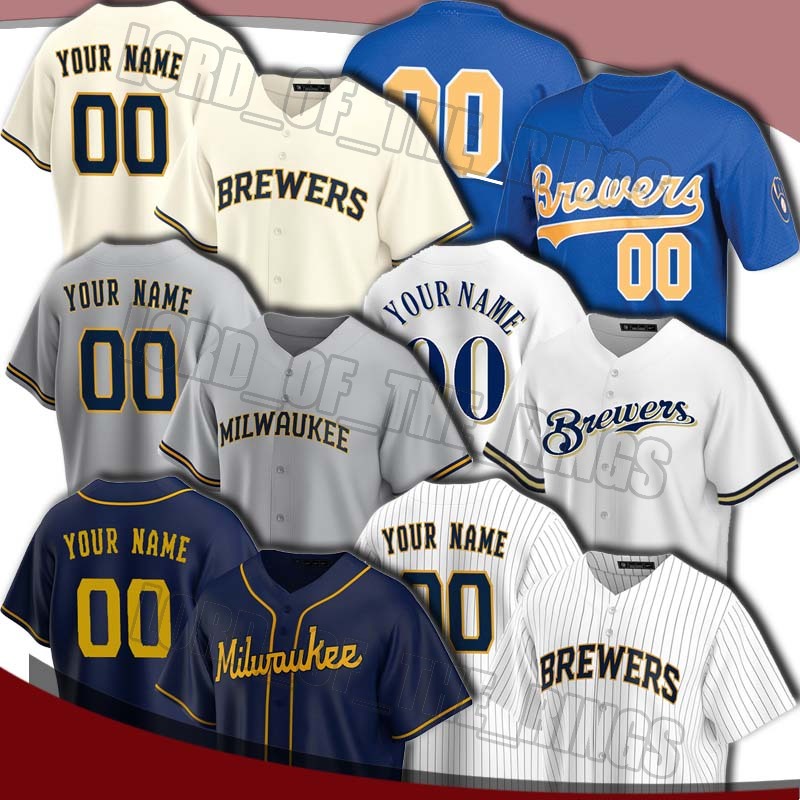 

Custom Brewer 22 Christian Yelich Jersey Robin Yount Jerseys Ryan Braun Jersey Lorenzo Smoak Brandon Woodruff 2020 Baseball Jerseys, Custom nk