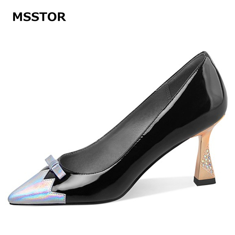 

Mixed Colors Shoes Woemen High Heels Crystal Strange Style Shallow Slip-On Party Autmn Spring Ladies Pumps Pointed Toe Black