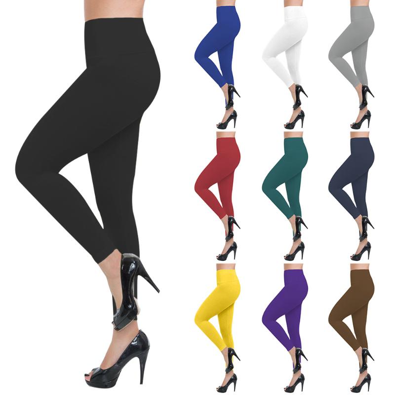 

2020 Hot Sale Fitness Female Full Length Leggings 10 Colors Running Pants Comfortable And Formfitting High Waist Yoga Pants D30, Black