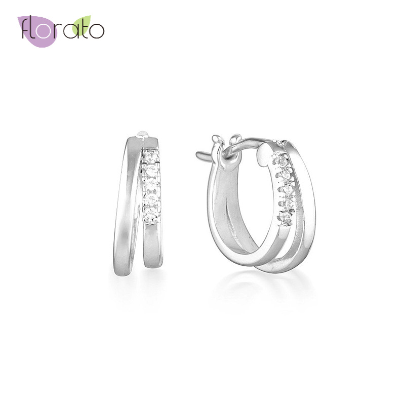 

10mm 925 Sterling Silver Small Hoop Earrings Charming White Zircon Silver Earrings for Women Round Circle Jewelry