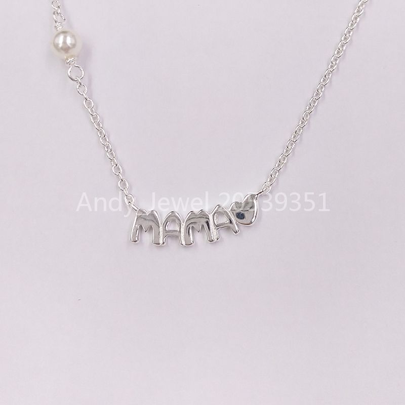 

Authentic 925 Sterling Silver pendants Bear Mama Necklace In Silver And Mother-Of-Pearl Fits European bear Jewelry Style Gift 914152510