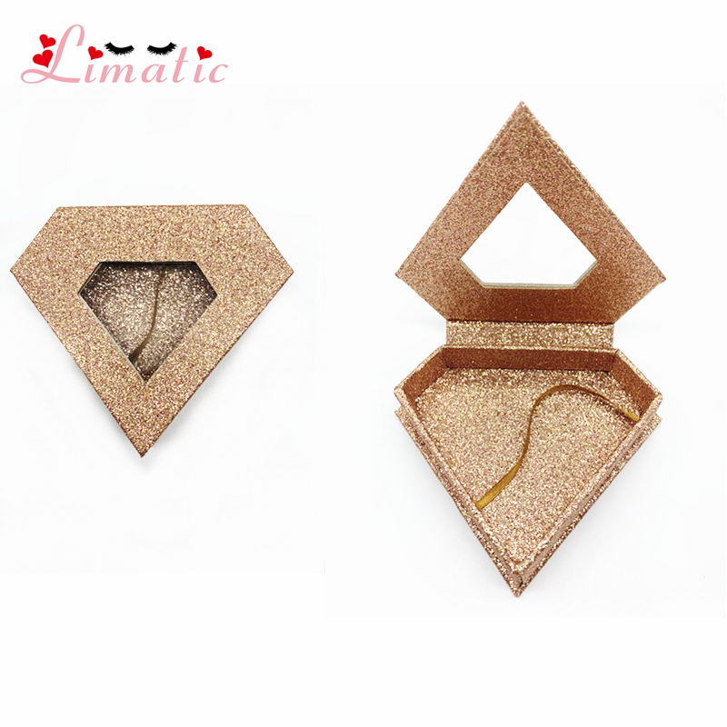 

50PCS Limatic 3D Mink Eyelash Packaging Box False Eyelashes Diamond Window Glitter Case Empty Makeup Eyelash Storage Lash Boxes