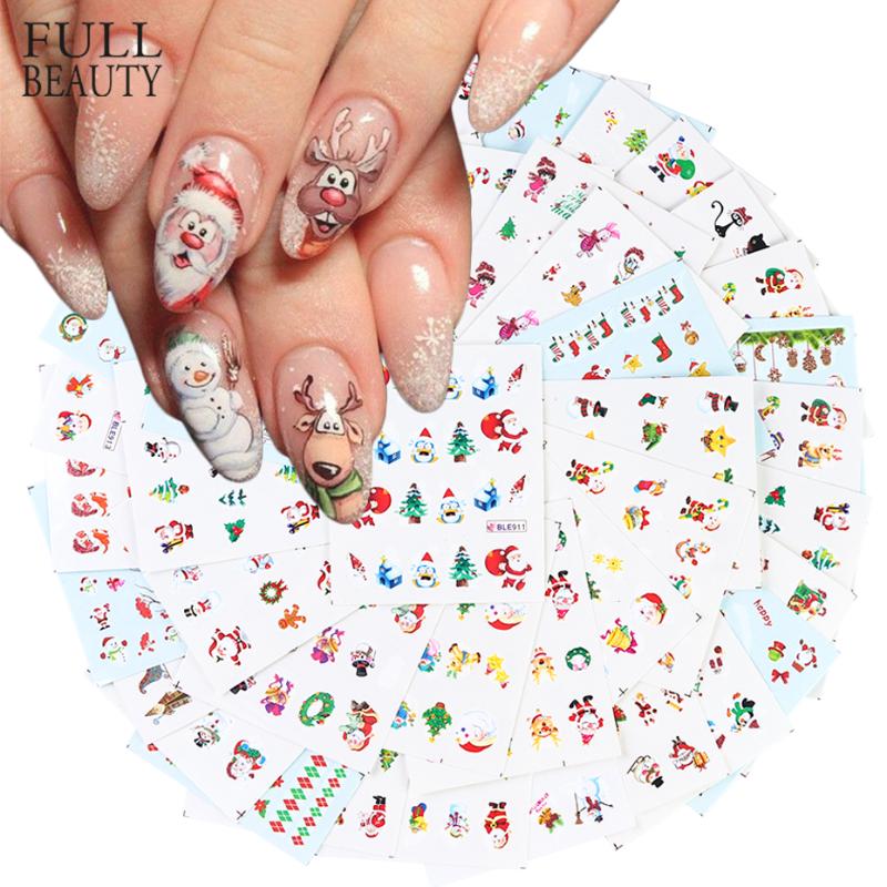 

44pcs Christmas Stickers For Nail Set Snowman Santa Cat Water Transfer Slider Winter Nail Art Decorations For Manicure CHNJ004-2, Stz608-658 40pcs