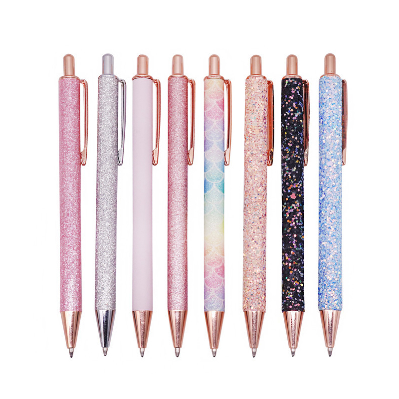 

20 pcs King of ballpoint pens Boutique 1.0mm Glitter sequin crystal pen Three colors optional Student stationery office Writing, Pink