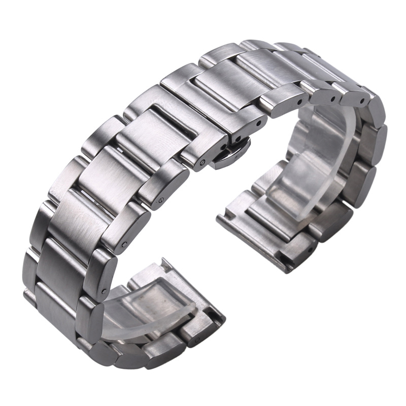 

Solid 316L Stainless Steel Watchbands Silver 18mm 20mm 22mm Metal Watch Band Strap Wrist Watches Bracelet CJ191225
