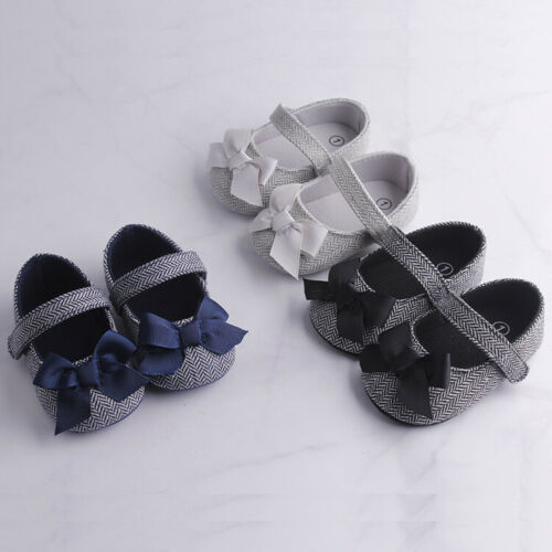 

Fashion Hot Toddler Girl Crib Shoes Newborn Baby Bowknot Soft Sole Prewalker Sneakers Shoes Soft Summer Bow, Gray 11