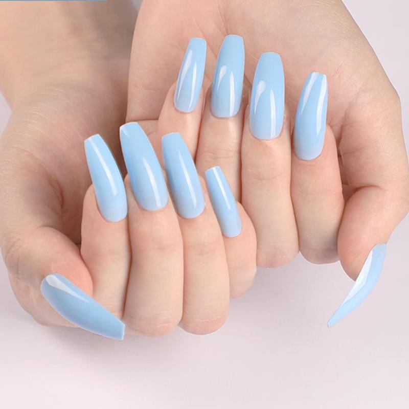 

24Pcs New Gradient Color Long Coffin Ballerina Fake Nails Full Cover False Nail Manicure Extension Tool Detachable Nail Art Tips, Sm18-1732