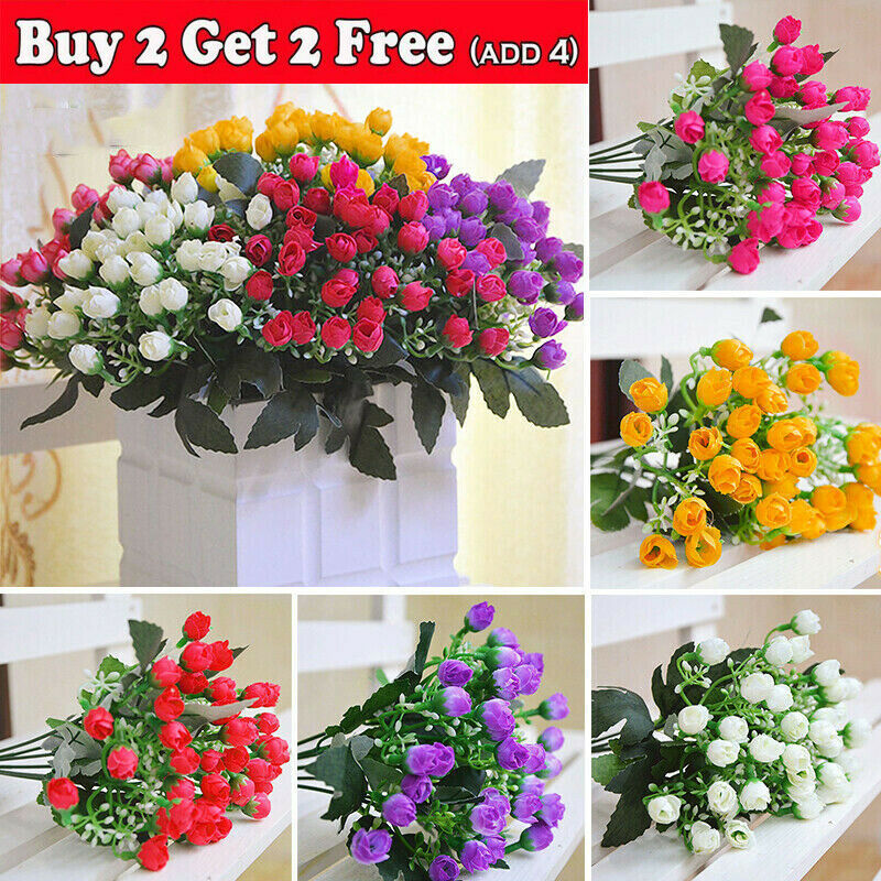 

36HEADS ARTIFICIAL SILK FLOWERS BUNCH Fake Flowers Wedding Home Grave Outdoor Bouquet Fall Decorations, Orange