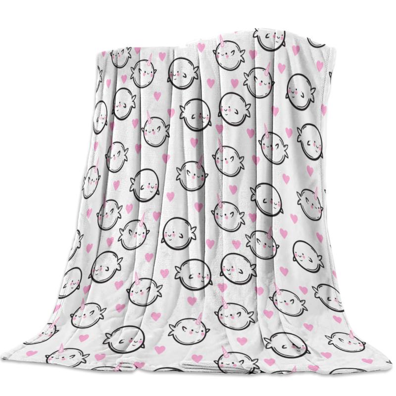 

Kids Throw Blanket Colorful Jungle Animals Themed Decorations Cute Cartoon Sperm Whale Art Design