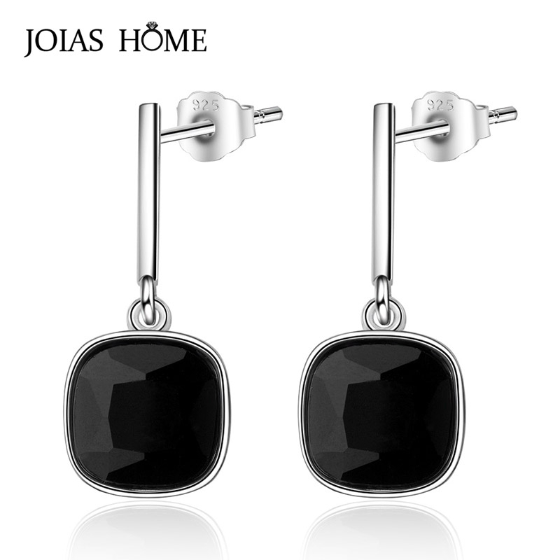 

JoiasHome 925 Sterling Silver Earring For Women With Black Color Gemstones Female Fine Jewelry Women Party Wholesale Gift