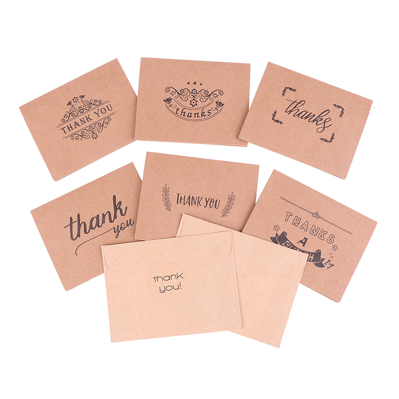 

1set Thank You Kraft Card kraft Paper Envelopes Seal Sticker Wedding Party Mini Brown Paper Card Envelope Sticker Set