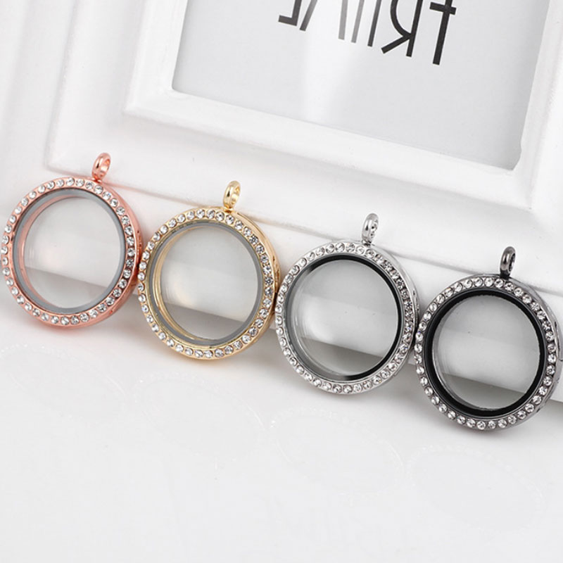 

30mm Iced Out Crystal Round Magnet Memory Photo Glass Living Floating Lockets Pendants Fashion Jewelry Without chain