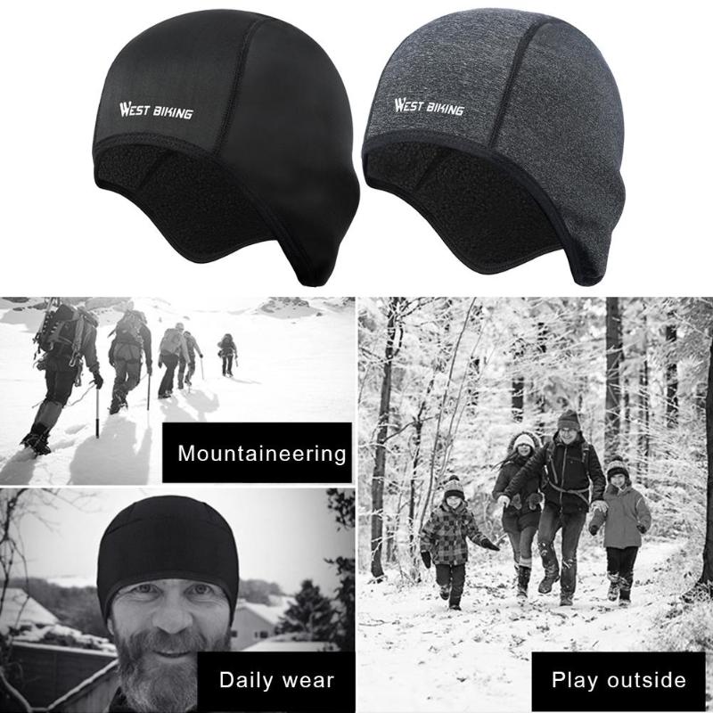

WEST BIKING Universal Winter Fleece Cap Windproof Men Women Unisex Warm Helmet Hat for Outdoor Cycling Running Skiing Dropship, Black
