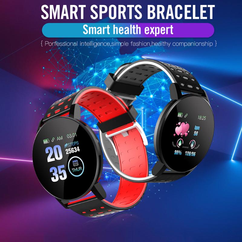 

Silicone Smart Waterproof Watch Bracelet Touching Screen Sports Pedometer Heart Rate Wristband With Two-Color Strap H-be