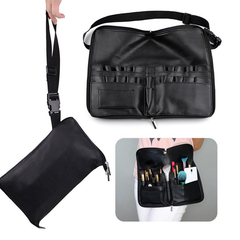 

Multifunctional Makeup Brush Bag With Belt Strap 24 Pockets Large Capacity PU Material Professional Makeup Brush Waist Bag