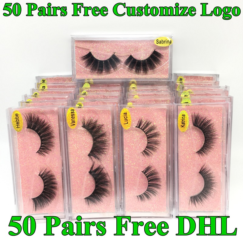 

Faux 3D Mink Eyelashes Natural False Eyelash Eyelash Extension Soft Thick Fluffy False Mink lashes free Customize Logo