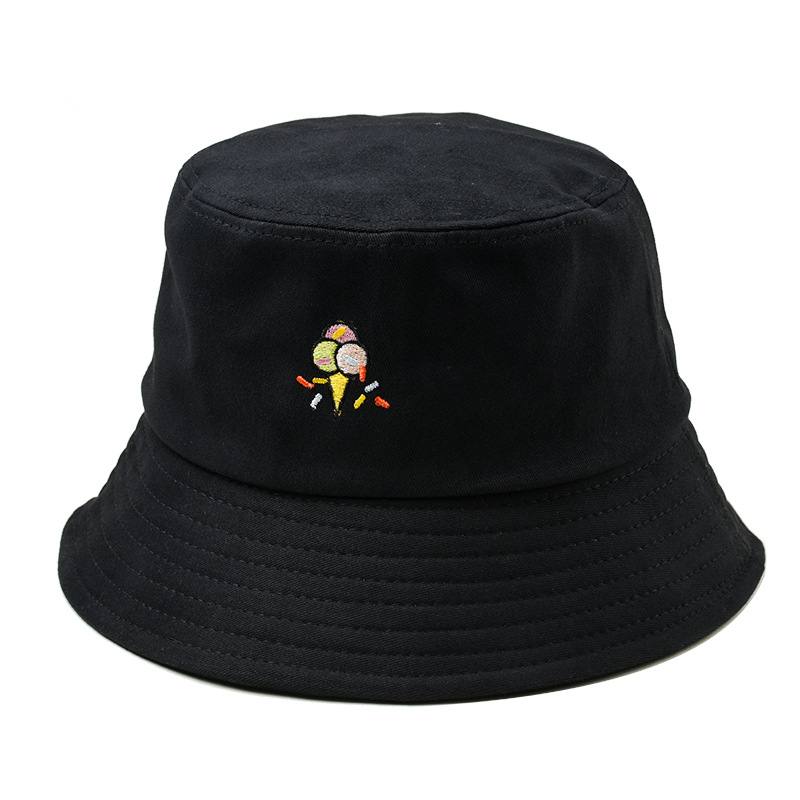 

Embroidery Bucket Cap Unisex Cute Cream Hip Hop Summer Visor Cap, Pink