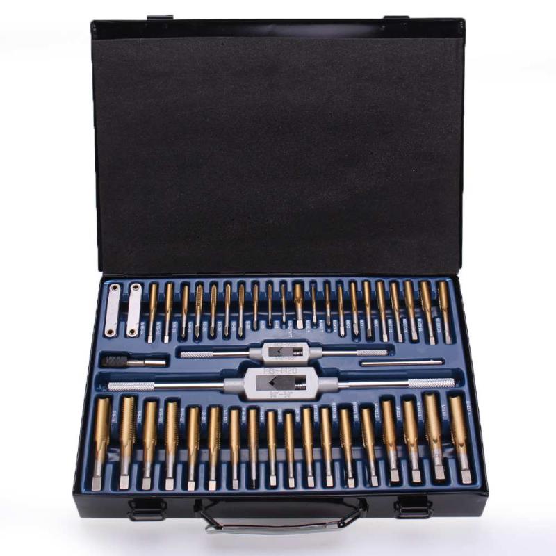 

86Pcs Tungstem Steel Plating Titanium SAE Tap And Die Set Combination Metric Tools Kit hand Tools