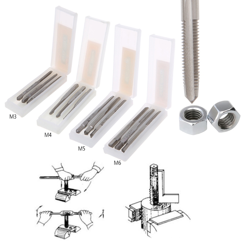 

New High quality 3Pcs/Set M3/M4/M5/M6 HSS Machine Hand Screw Thread Metric Plug Tap