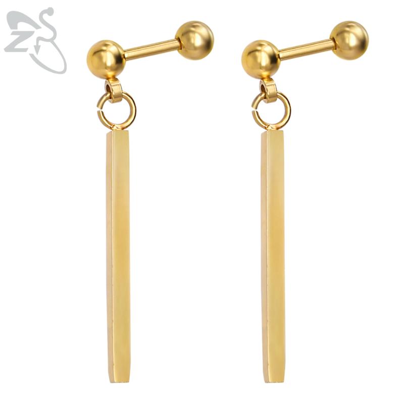 

Stainless Steel Barbell Ear Stud Earrings Trendy Long Bar Earrings for Women Fashion Gold Color Earring Stud Jewelry