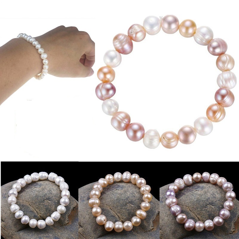 

8mm Irregular Natural Freshwater Pearl Bracelet Women's Fashion Jewelry Gifts For Her