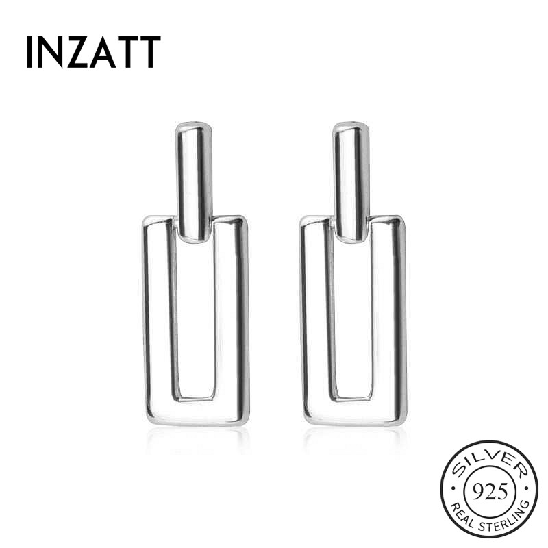 

INZAReal 925 Sterling Silver Geometric Stud Earrings Fashion Women Fine Jewelry Party Minimalist Cute Accessories Gift