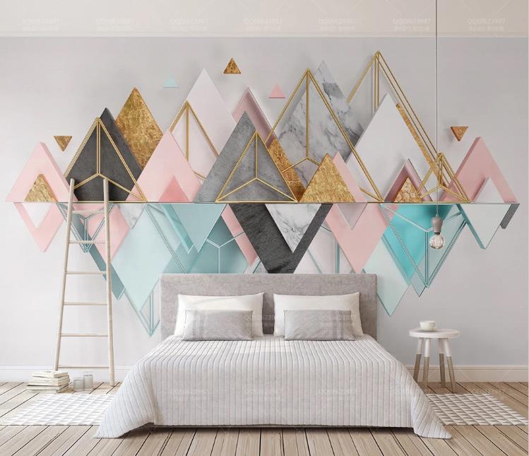 

Custom Any Wallpaper 3D New solid triangle metal glass geometry TV sofa background bedroom wall murals 3d wallpaper, Same as photo